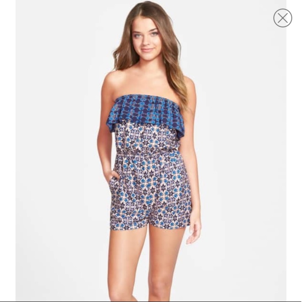 Zoe & Rose Band of Gypsies Print Strapless Romper